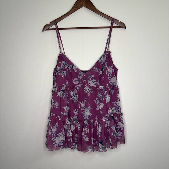 Abercrombie & Fitch Large Floral Ruffle Tank Top - Picture 1 of 9